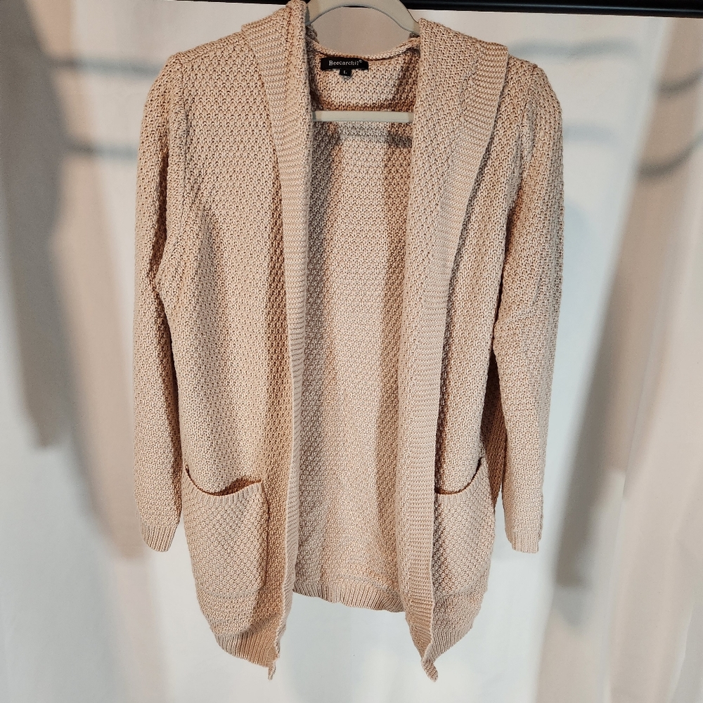 Beecarchil long sleeve hoodie cardigan size L